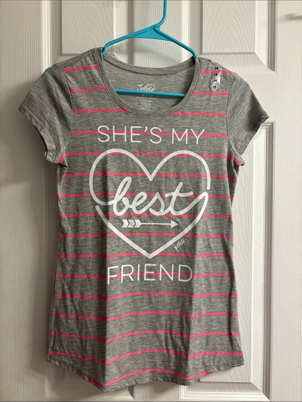 Vintage Justice Gray & Pink Striped 'She's My Best Friend' Graphic Tee